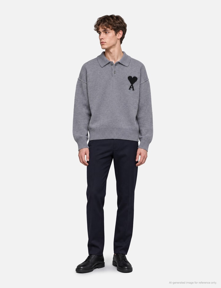 Ami Wool Polo With Ami De Coeur