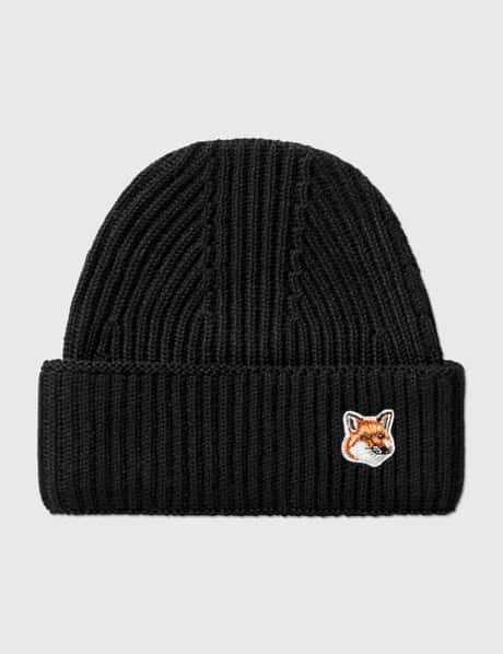 Maison Kitsune Fox Head Patch Ribbed Hat