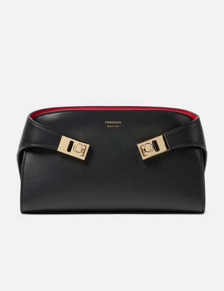 SALVATORE FERRAGAMO Ferragamo Hug embellished textured-leather shoulder bag