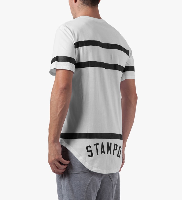 White Thin Stripe Elongated T-Shirt Placeholder Image
