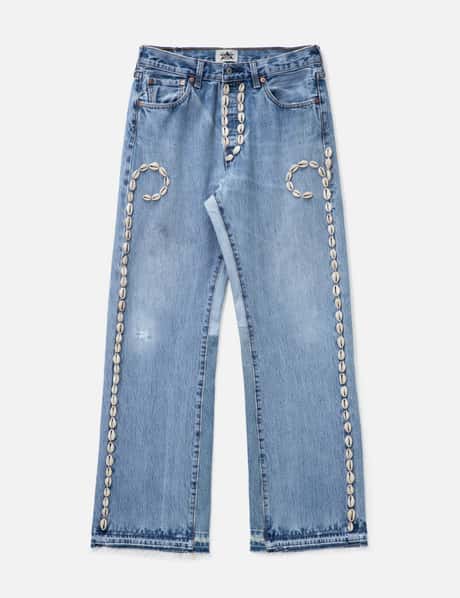 Barriers Worldwide Cowrie Shell Denim Pants