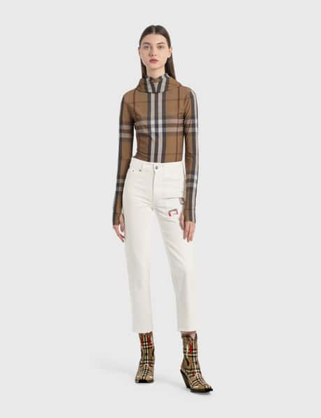 Burberry Straight Fit Montage Print Cropped Jeans