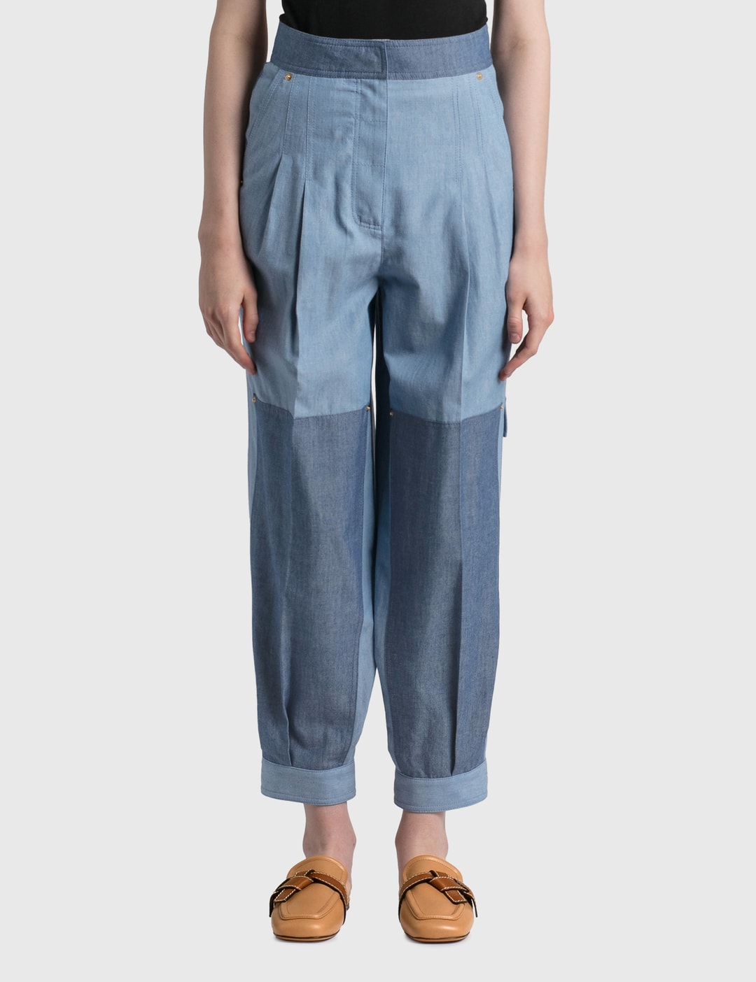 Cropped Chambray Balloon Trousers Placeholder Image