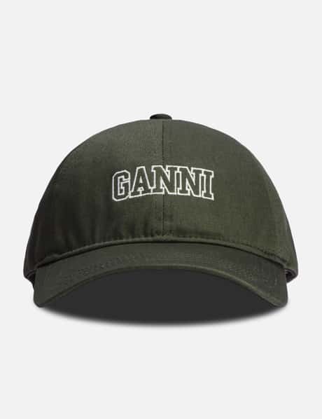 Ganni Green Embroidered Logo Cap