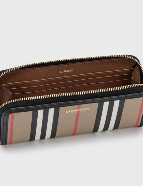 Burberry Icon Stripe E-canvas and Leather Ziparound Wallet HBX