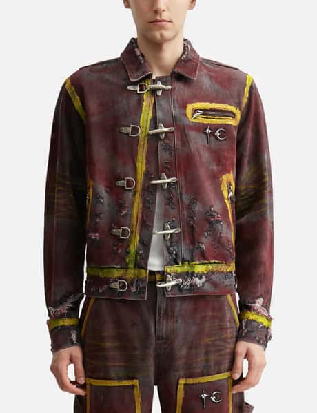 Red Washed Painted Line Jacket view 11