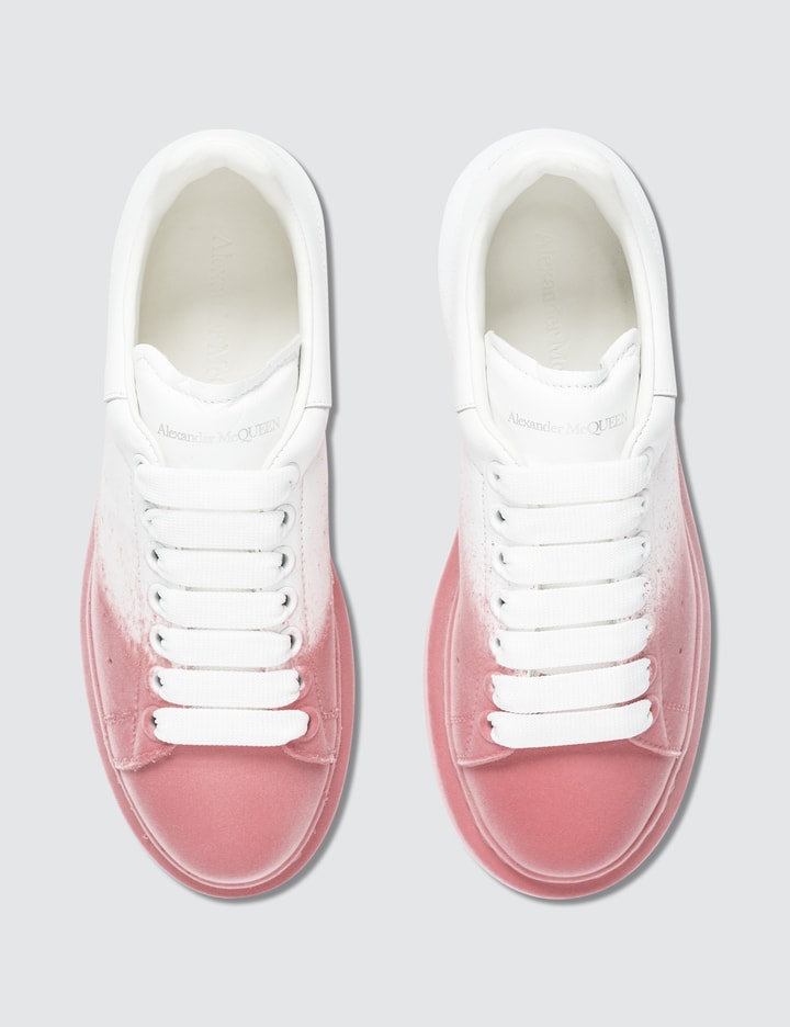 Shop Alexander McQueen Red Thick Sole Spray-Paint Leather Sneakers