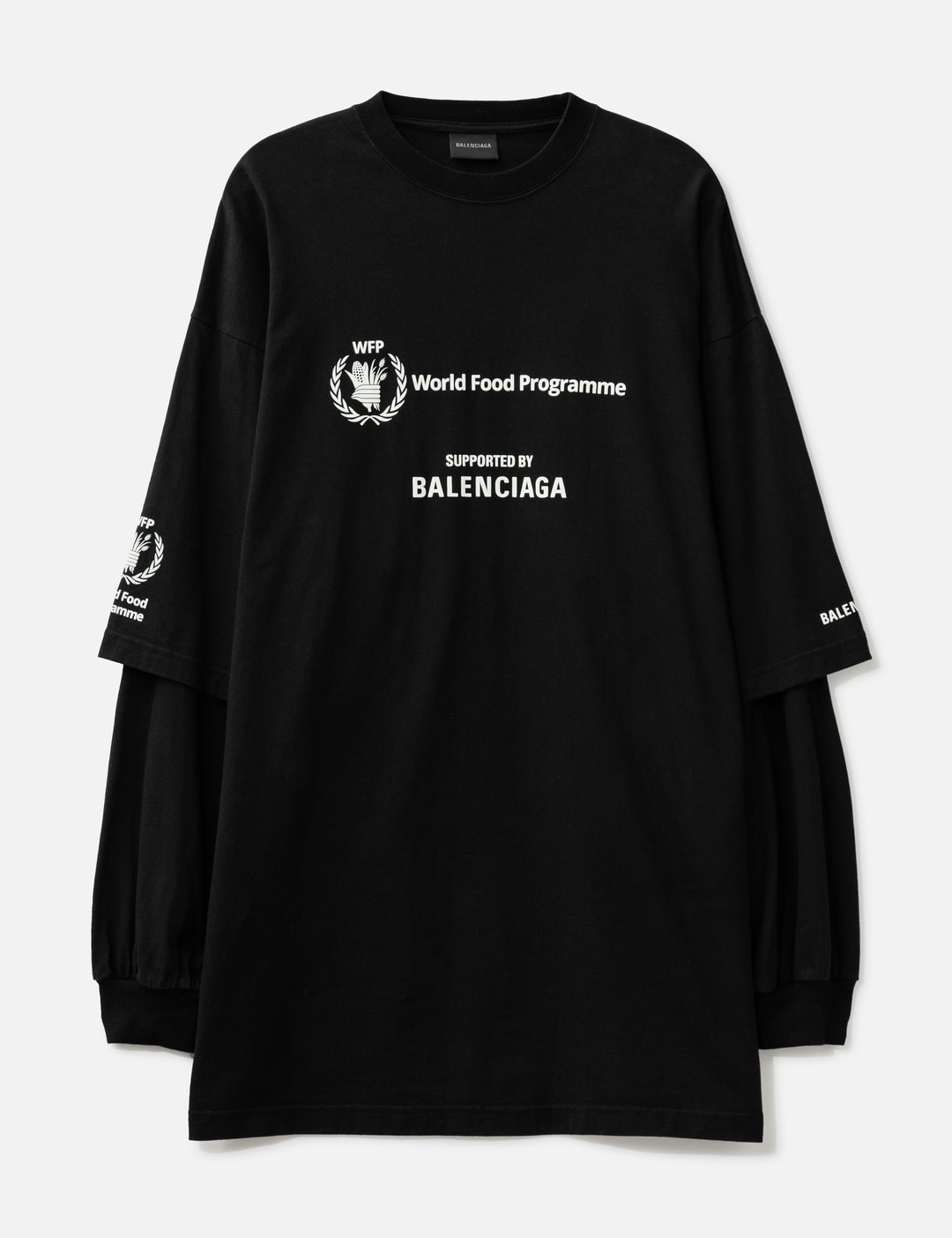 Balenciaga World Food Program Layered Long Sleeve T-Shirt - Black 