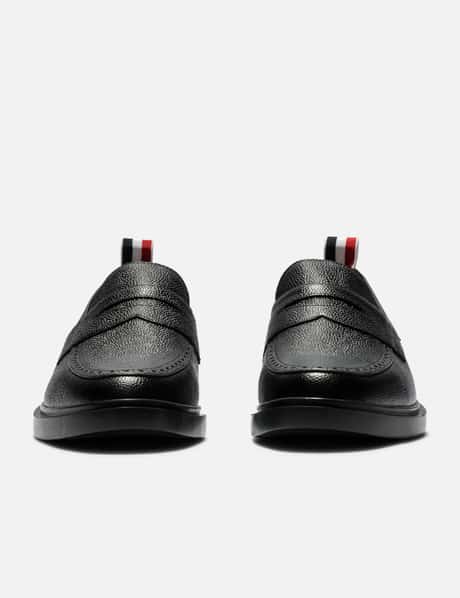 Thom Browne - Black Pebble Grain Rubber Sole Penny Loafer | HBX display picture 1