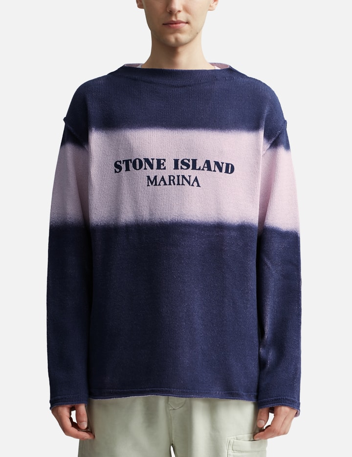 Shop Stone Island Marina Boat Neck Knit In Blue