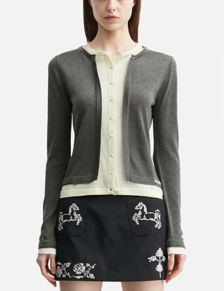 Grey White Layered Knit Top view 10