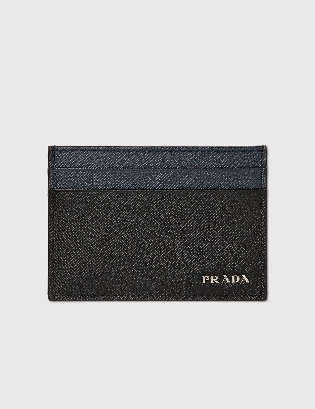 Prada Logo Plaque Leather Badge Holder - Black