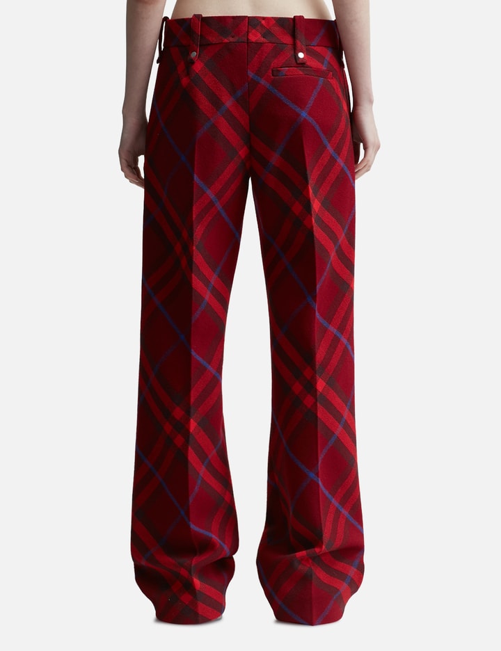 Shop Burberry Check Wool Trousers In Red
