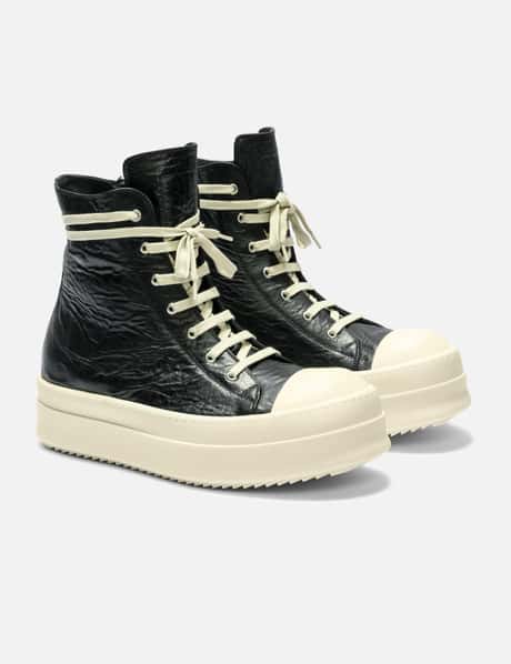 Rick Owens Mega Bumper Sneaks in Tumbled Lamb Leather - Shark 