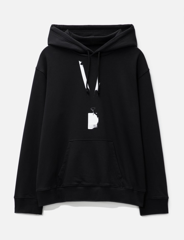 Shop Mm6 Maison Margiela Backstage Pass Print Hooded Sweatshirt In Black