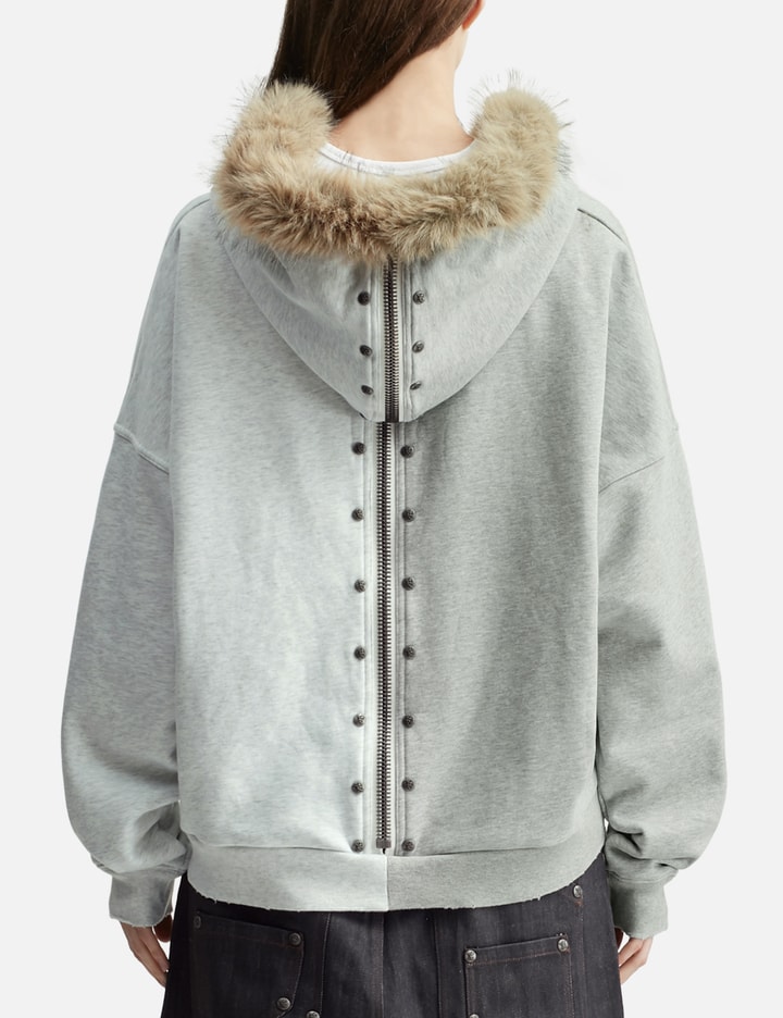 Thought We Friends "Nyra" Two-Toned Zip-Up Hoodie With Detachable Fur Trim Hood