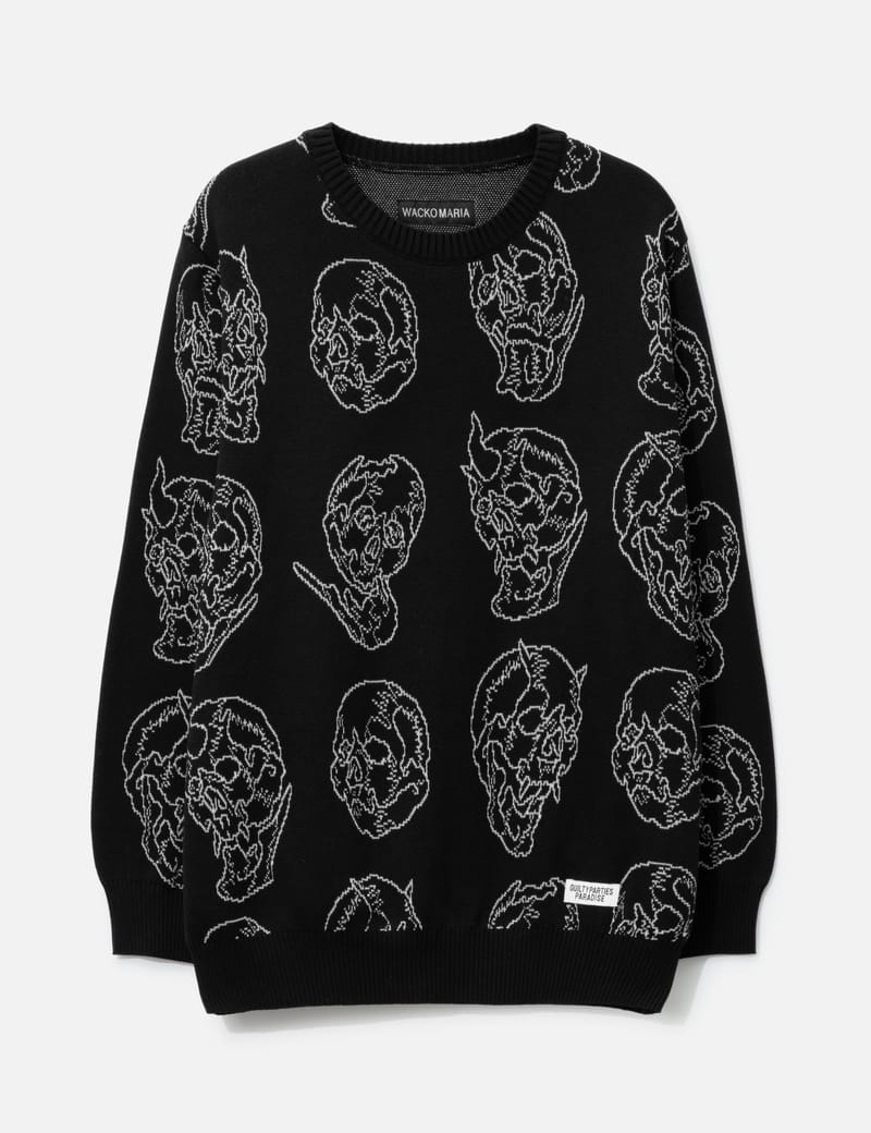 WACKO MARIA jacquard sweater Black L Wacko Maria GUILTY PARTIES TIM LEHI JACQUARD SWEATER - BEIGE