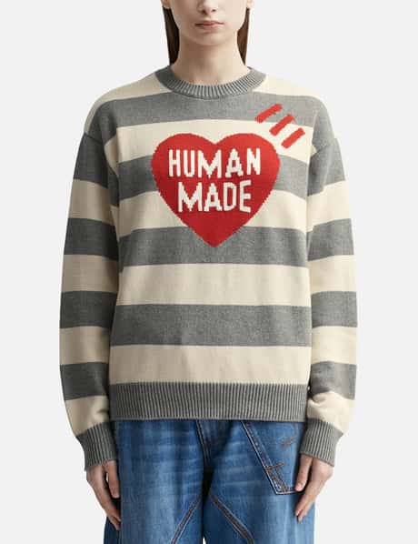 Human Made STRIPED HEART KNIT SWEATER