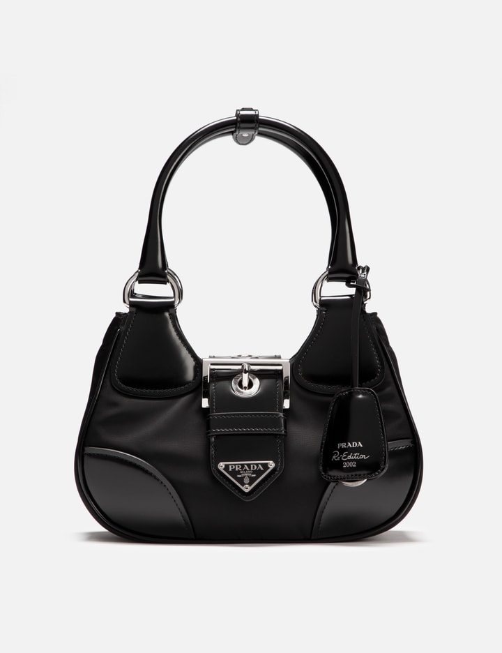 Prada Moon Re-Nylon and Leather Bag Black