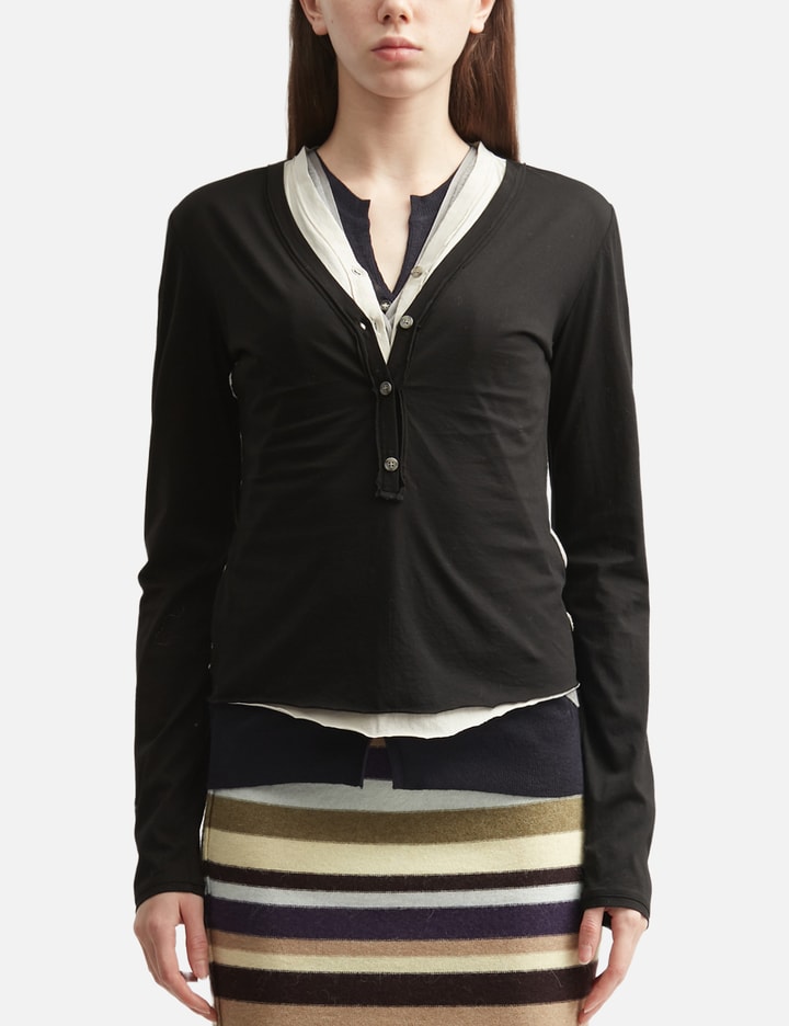 Perverze Layered Henley Long T-Shirts