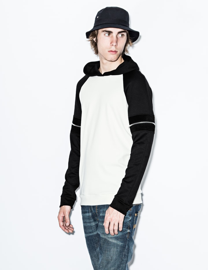 White/Black Fredo Hoodie with Zipper Detail Placeholder Image