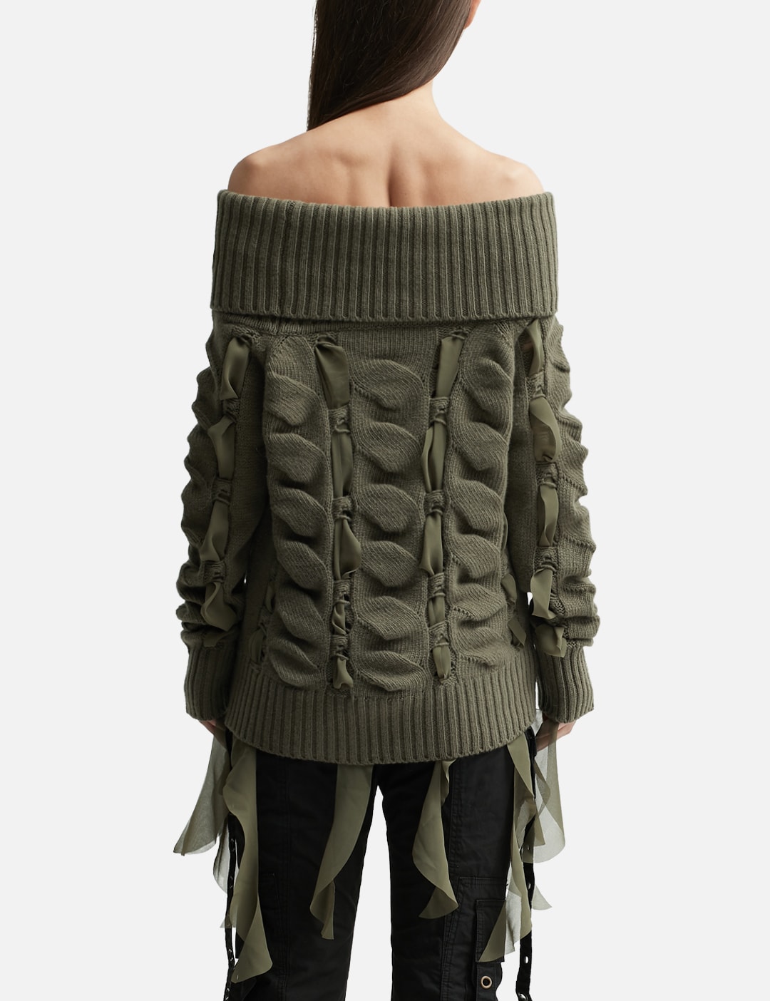 TULLE DETAIL OFF SHOULDER SWEATER view 10
