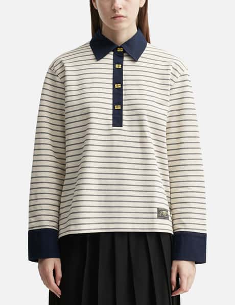 Ganni Striped Cotton Polo