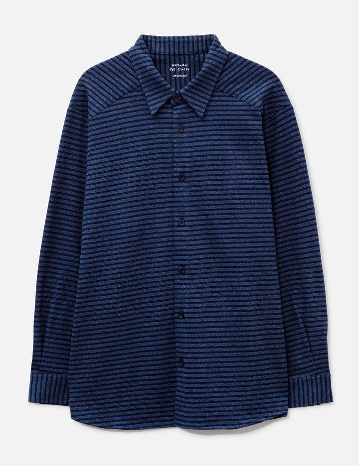 Moondal Adam Cotton Shirt In Navy Stripe