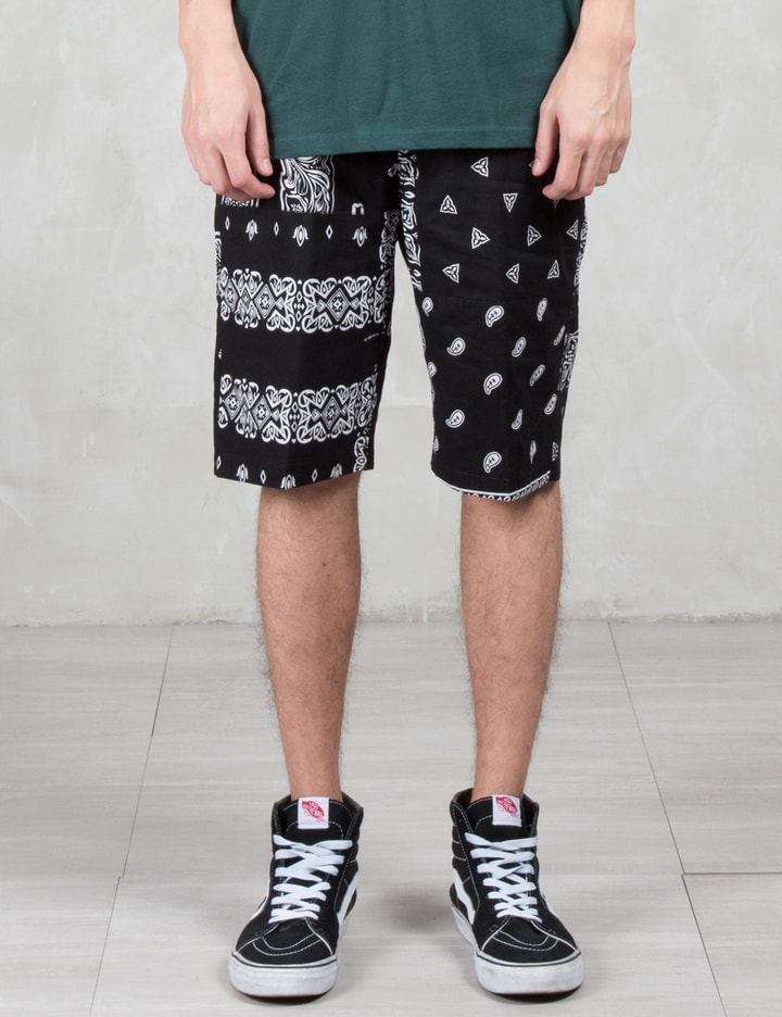 Black Bandana Patchwork Shorts Placeholder Image