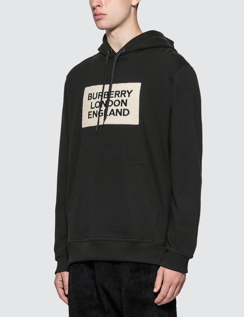 burberry logo appliqué cotton hoodie