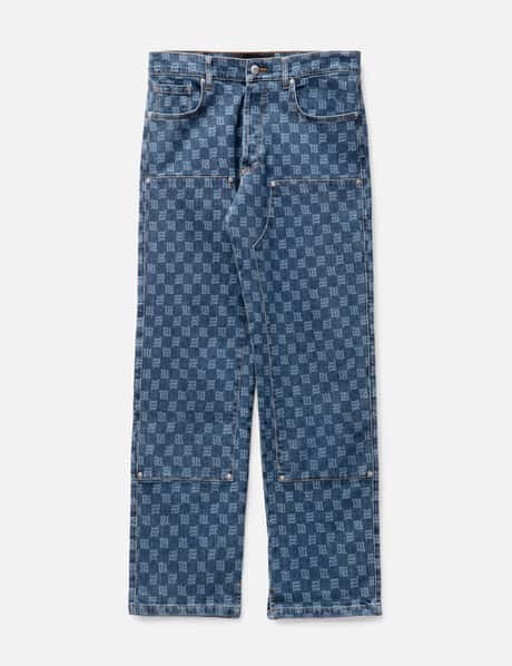 Louis Vuitton x Supreme Indigo Monogram Jacquard Denim Jeans M
