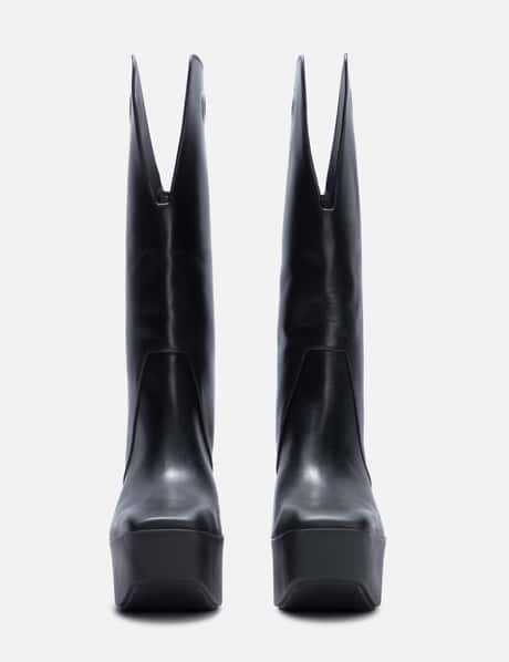 Mens Boots Rick Owens Cowboy Boots Rick Owens AW18 SISYPHUS Cinnamon Ponyhair Cop Boots (42) – Marco Sqrd main image 3