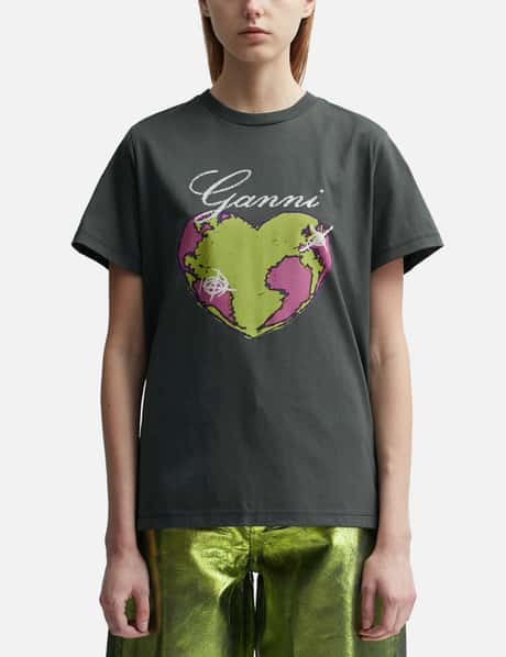Ganni 그레이 릴랙스드 하트 티셔츠