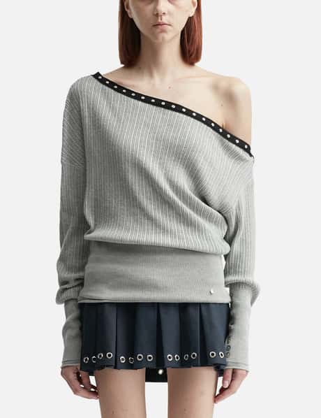 グロウニー Asymmetric Eyelet Knit Top
