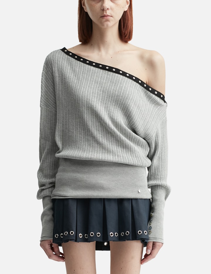 Asymmetric Eyelet Knit Top Placeholder Image