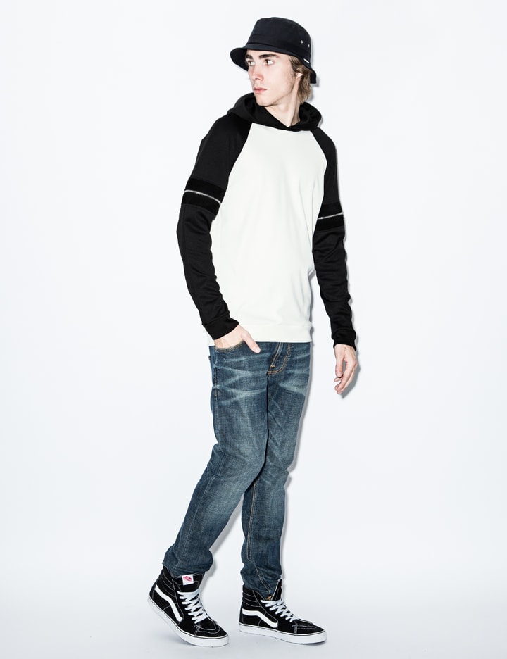 White/Black Fredo Hoodie with Zipper Detail Placeholder Image