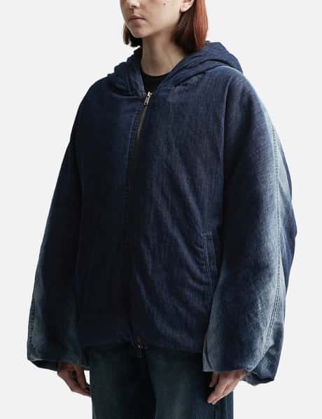 Denim Hooded Puffer Jacket view 7