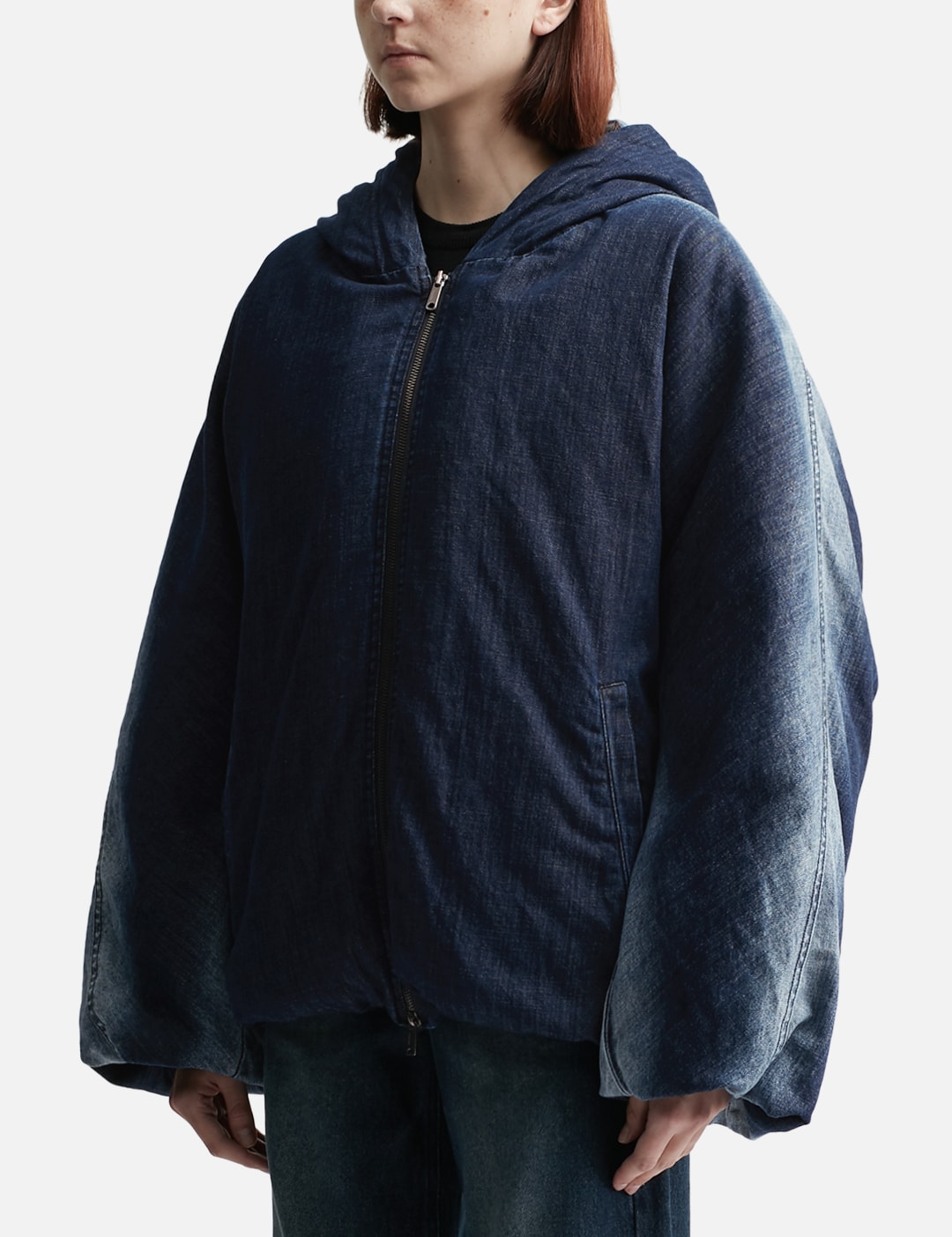 Denim Hooded Puffer Jacket view 14