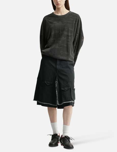 Washed Layered Cargo Skirt Shorts view 14