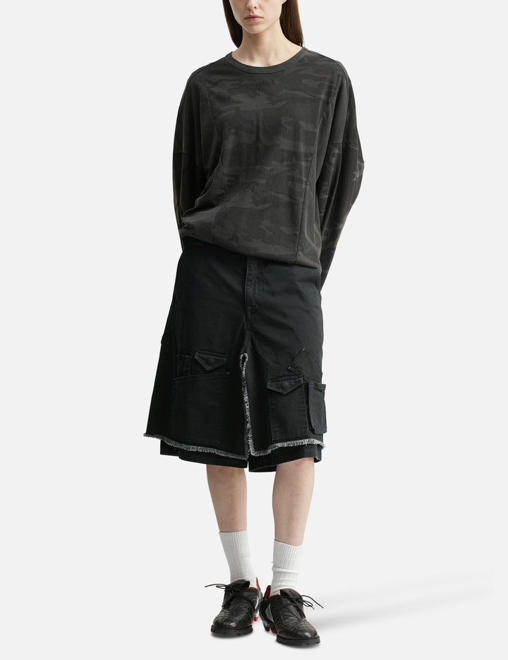 AJOBYAJO Washed Layered Cargo Skirt Shorts