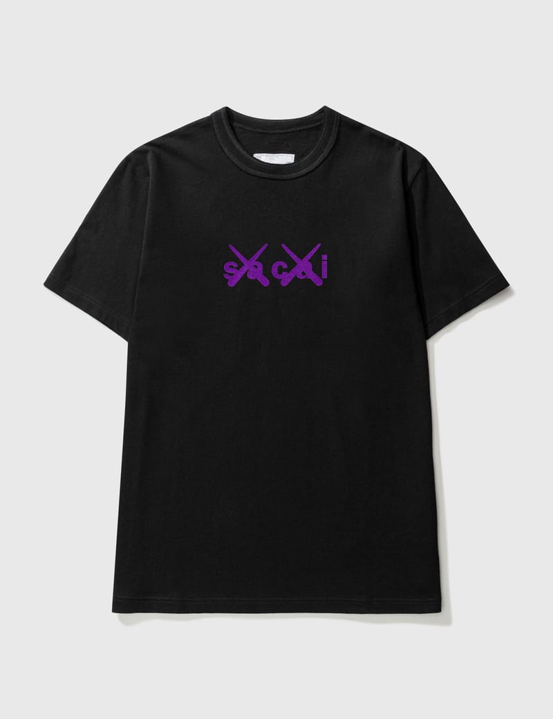 sacai x KAWS Flock Print T-Shirt 黒紫 サイズ4 KAWS x Sacai Flock Print