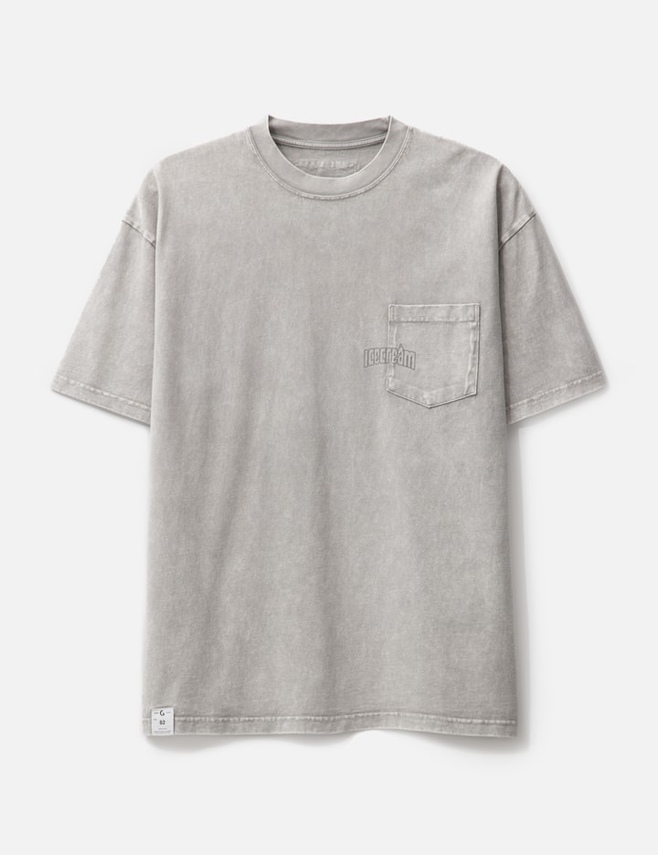 Grocery X Icecream Running Dog Snow Washed Invoice Pocket Tee In Grey