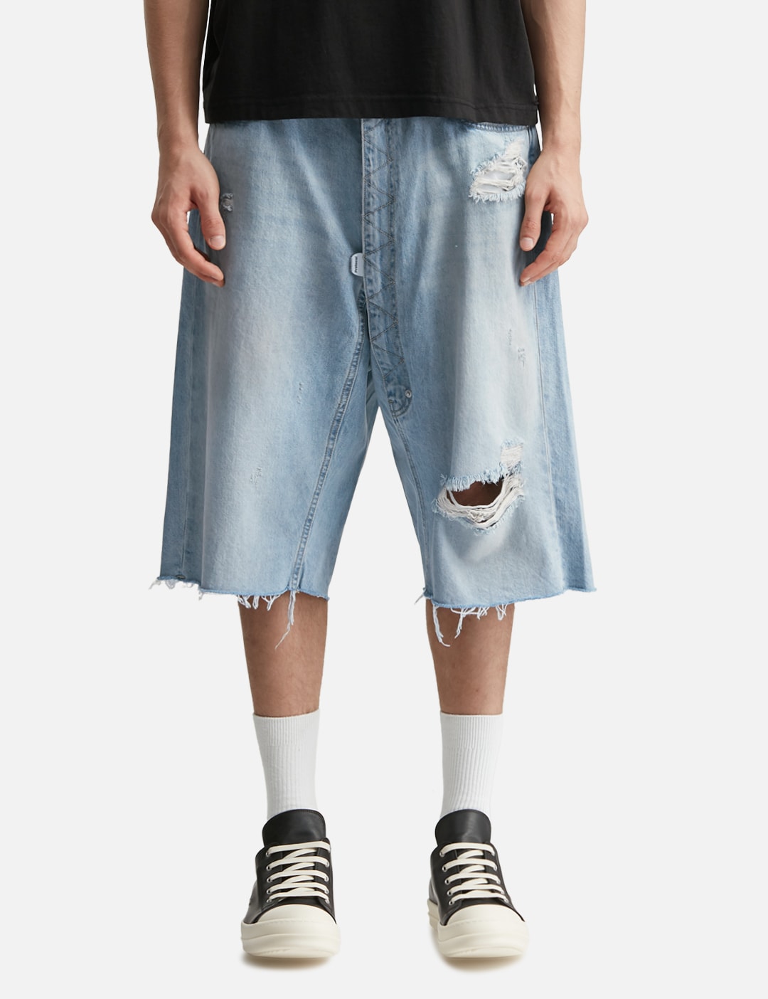 Long Zipper Fly Denim Shorts view 18