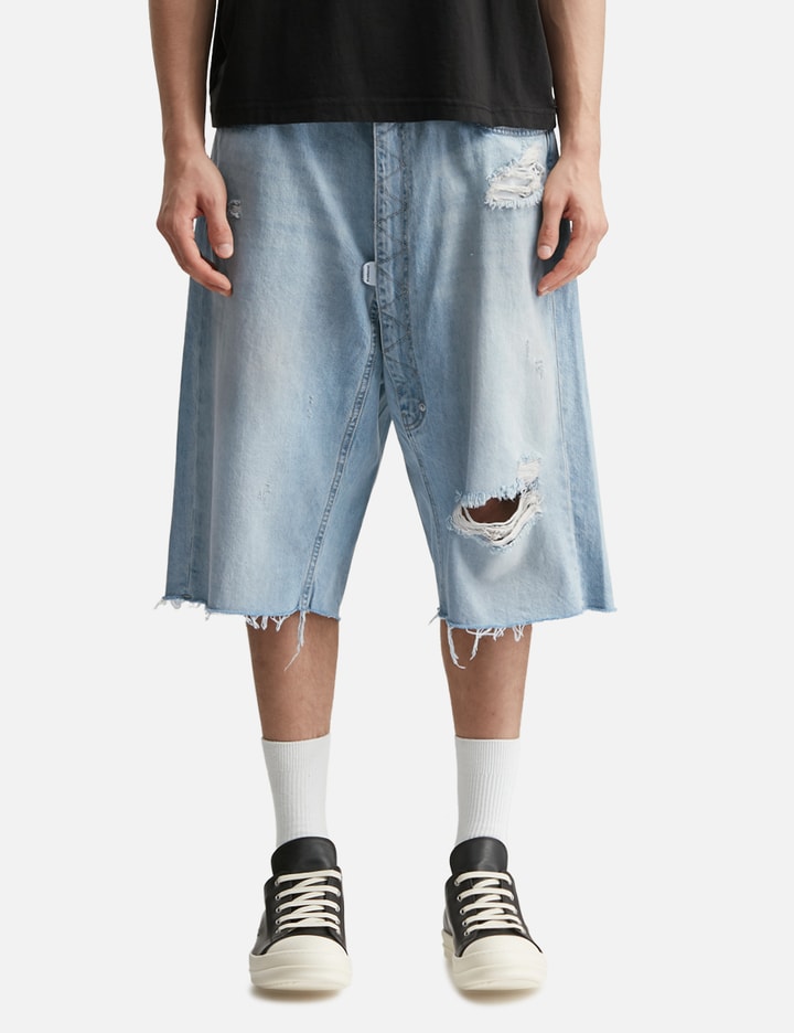 Protocol-Index Long Zipper Fly Denim Shorts