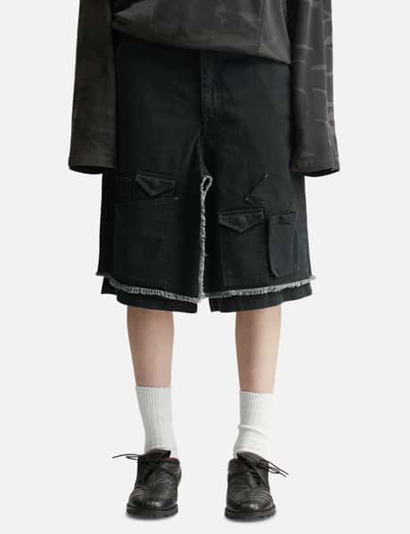 Washed Layered Cargo Skirt Shorts view 10