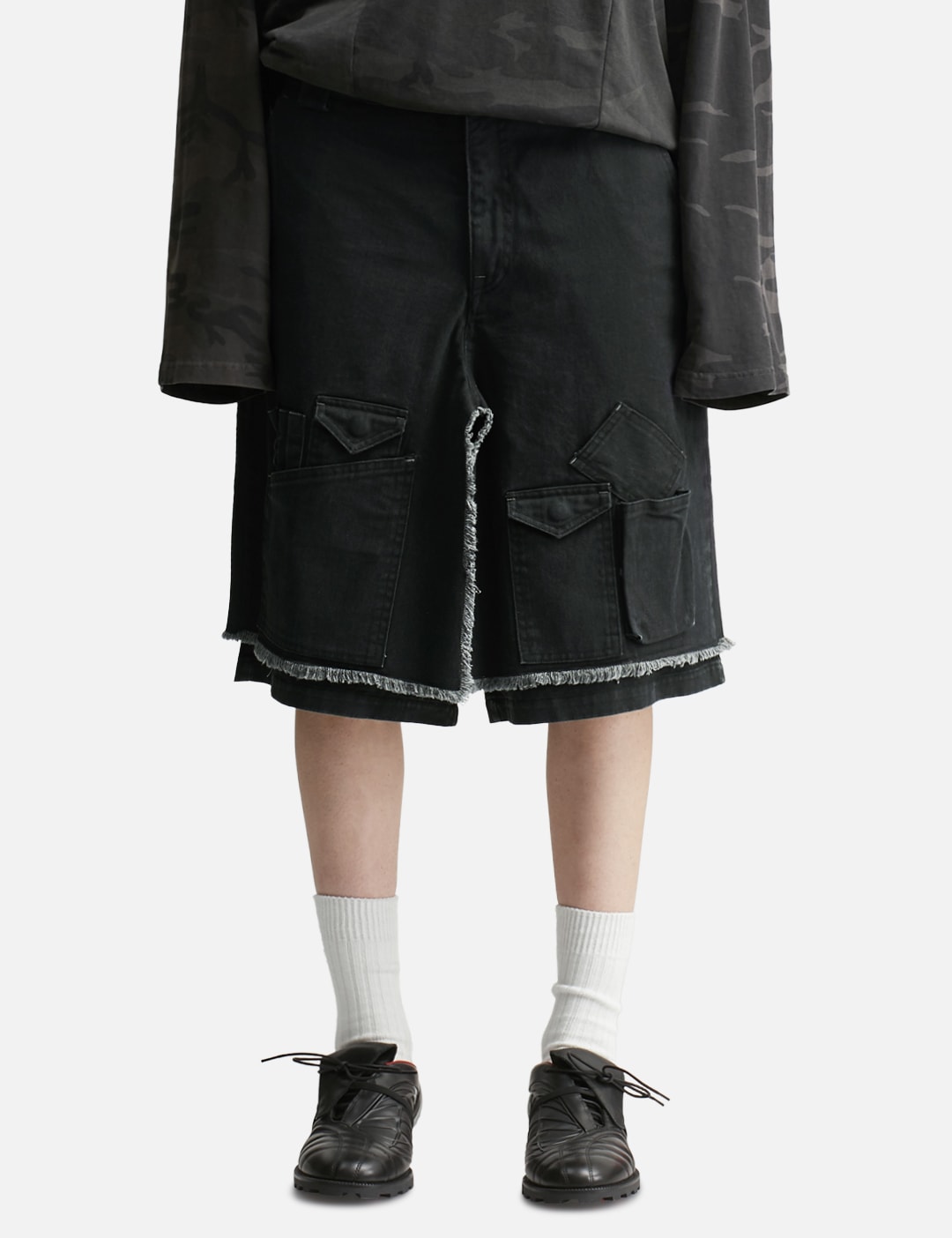 Washed Layered Cargo Skirt Shorts view 11