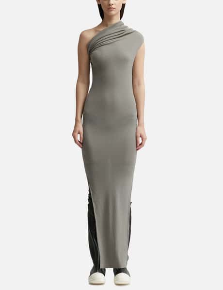 rick owens grey dress Rick Owens Temple Sheer Panelled Maxi Dress