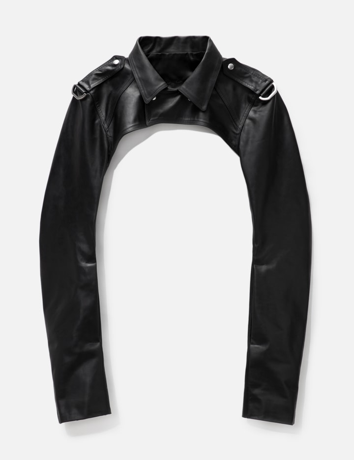 Rick Owens Biker-sleeves Cropped Leather Jacket In Black