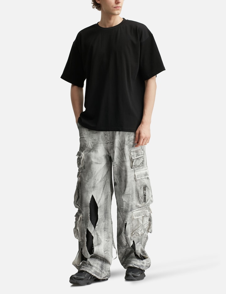 Waxed White Cargo Trousers Placeholder Image