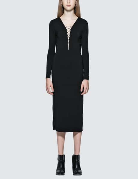 Alexander Wang - Stretch Jersey Lace-Up Midi L/S Dress | HBX Alexander Wang - Stretch Jersey Lace-Up Midi L/S Dress | HBX